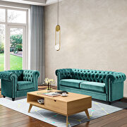 Classic sofa loveseat green velvet solid wood oak feet by La Spezia additional picture 6