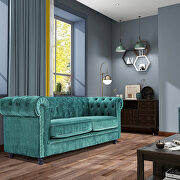 Classic sofa loveseat green velvet solid wood oak feet by La Spezia additional picture 10