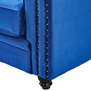 Classic sofa loveseat blue velvet solid wood oak feet by La Spezia additional picture 14