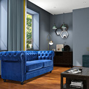 Classic sofa loveseat blue velvet solid wood oak feet by La Spezia additional picture 6