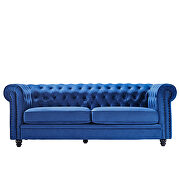 Classic sofa loveseat blue velvet solid wood oak feet by La Spezia additional picture 9