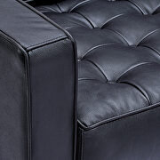 Black genuine leather chair metal foot additional photo 4 of 14
