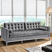 Gray velvet sofa loveseat metal foot by La Spezia additional picture 12