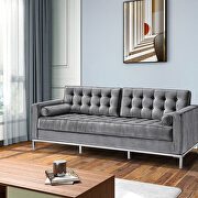 Gray velvet sofa loveseat metal foot by La Spezia additional picture 13