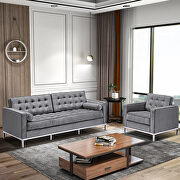Gray velvet sofa loveseat metal foot by La Spezia additional picture 15
