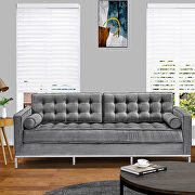 Gray velvet sofa loveseat metal foot by La Spezia additional picture 17