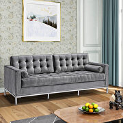 Gray velvet sofa loveseat metal foot by La Spezia additional picture 6
