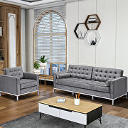 Gray velvet sofa loveseat metal foot by La Spezia additional picture 7