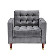 Gray velvet mid-century modern velvet chair additional photo 3 of 16