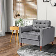 Gray velvet mid-century modern velvet chair additional photo 4 of 16