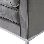 Gray velvet chair with metal foot by La Spezia additional picture 2
