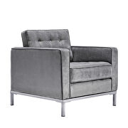 Gray velvet chair with metal foot by La Spezia additional picture 15