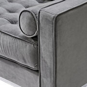 Gray velvet chair with metal foot by La Spezia additional picture 7