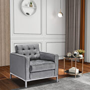 Gray velvet chair with metal foot by La Spezia additional picture 8