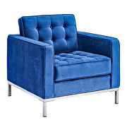 Blue velvet chair with metal foot additional photo 5 of 19