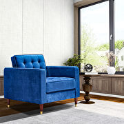 Blue velvet mid-century modern velvet chair additional photo 3 of 16