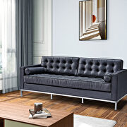 Black genuine leather sofa loveseat metal foot by La Spezia additional picture 2