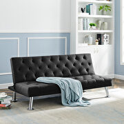 Black genuine leather sofa loveseat metal foot by La Spezia additional picture 12
