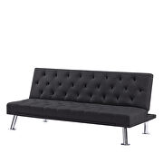 Black genuine leather sofa loveseat metal foot by La Spezia additional picture 17