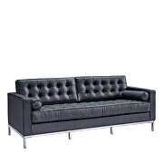 Black genuine leather sofa loveseat metal foot by La Spezia additional picture 5