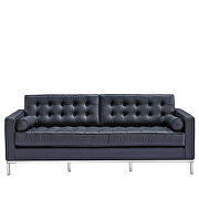 Black genuine leather sofa loveseat metal foot by La Spezia additional picture 7