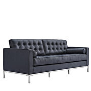 Black genuine leather sofa loveseat metal foot by La Spezia additional picture 8