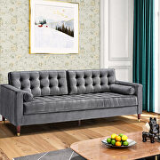 Gray velvet sofa loveseat for living room additional photo 2 of 14