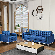 Blue velvet sofa loveseat metal foot by La Spezia additional picture 12