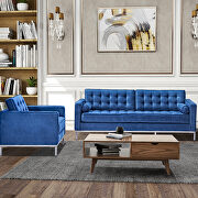 Blue velvet sofa loveseat metal foot by La Spezia additional picture 15