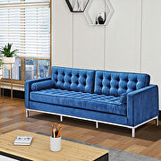 Blue velvet sofa loveseat metal foot additional photo 4 of 18