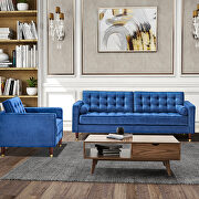 Blue velvet sofa loveseat for living room additional photo 4 of 10