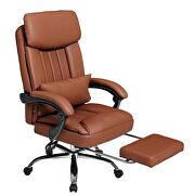 Brown high quality pu leather iron plating five-star foot desk chair by La Spezia additional picture 5