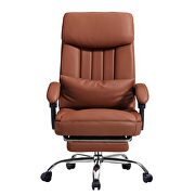 Brown high quality pu leather iron plating five-star foot desk chair by La Spezia additional picture 8