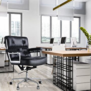 Black genuine leather /pu leather adjustable lifting office chair by La Spezia additional picture 3