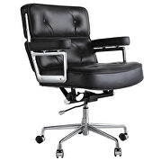 Black genuine leather /pu leather adjustable lifting office chair by La Spezia additional picture 9