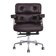 Brown genuine leather /pu leather adjustable lifting office chair by La Spezia additional picture 12
