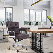 Brown genuine leather /pu leather adjustable lifting office chair by La Spezia additional picture 3