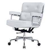 White genuine leather /pu leather adjustable lifting office chair by La Spezia additional picture 3