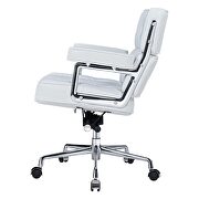 White genuine leather /pu leather adjustable lifting office chair by La Spezia additional picture 4