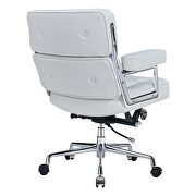 White genuine leather /pu leather adjustable lifting office chair by La Spezia additional picture 5