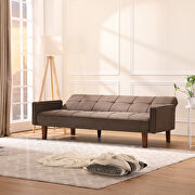 Living room brown linen sofa bed additional photo 4 of 7