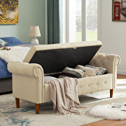 Beige multifunctional storage rectangular sofa stool by La Spezia additional picture 5