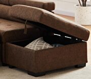 Brown suede corner broaching sofa with storage additional photo 3 of 18