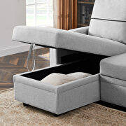 Light gray linen upholstery pull-out storage sofa by La Spezia additional picture 2