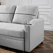 Light gray linen upholstery pull-out storage sofa by La Spezia additional picture 3