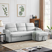 Light gray linen upholstery pull-out storage sofa by La Spezia additional picture 5