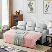Light gray linen upholstery pull-out storage sofa by La Spezia additional picture 6