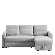 Light gray linen upholstery pull-out storage sofa by La Spezia additional picture 7