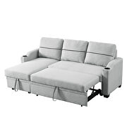 Light gray linen upholstery pull-out storage sofa by La Spezia additional picture 8