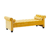 Yellow pleuche rectangular large sofa stool by La Spezia additional picture 8